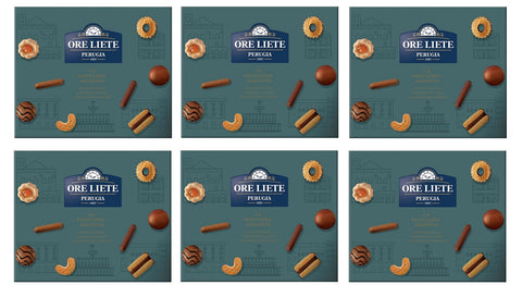 Ore Liete Perugia La Pasticceria Assortita Assorted Biscuits Italian Specialty Gift Box 350 g Pack of 6