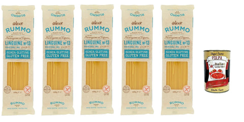 Rummo Pasta Linguine N° 13 Senza Glutine, Gluten-Free, 100% Italian Pasta Noodles Gluten-Free 5 x 400 g + Italian Gourmet Polpa 400 g