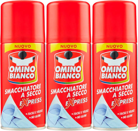 Omino Bianco - Specific Product for Intense Stain Removal, Expess Dry Spray, Immediate Action Without Streaks, 3 Bottles x 125 ml