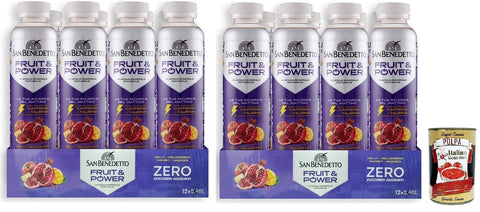24 x San Benedetto Fruit Power, Energy Drink with Apple, Pomegranate, Mango and Pineapple Flavour, Alcohol-Free Drink, 40 cl Disposable PET Bottle + Italian Gourmet Polpa di Pomodoro 400 g Tin