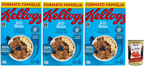All Bran Flakes Cereali, Fiocchi di cereali croccanti, cereal, flakes crispy cereal, breakfast cereals, 3 x 500 g + Italian Gourmet polpa 400 g