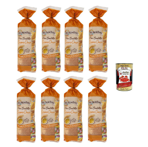 Mulino Bianco Pan Bauletto al Grano Duro 400 g, Durum Wheat Semolina Bread 8 x 400 g + Italian Gourmet Polpa 400 g