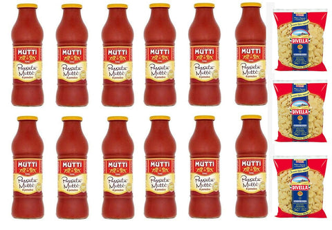 12x Mutti Passata di Pomodoro Tomato Paste Tomato Sauce 100% Italian 700g + O' Sarracino Pasta Orecchiette Craftsman