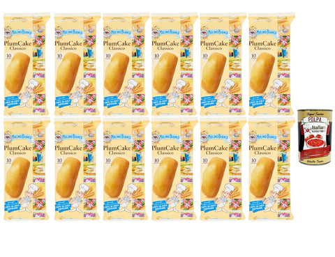 Mulino Bianco PlumCake Classico 12 x 330 g - Italian Soft Cake Sticks Individually Wrapped, No Palm Oil, Ideal Breakfast & Snack + Italian Gourmet Polpa