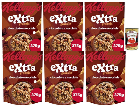 Granola Cereal Chocolate Hazelnut 6 x 375 g Crispy Oat Crunch with Nuts Breakfast Cereals Family Pack Supply + Italian Gourmet Polpa
