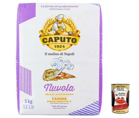 Farina Molino Caputo Nuvola Pizza Napoli Pizza Flour for Light Dough, 5 kg, 100% Natural + Italian Gourmet Polpa 400 g
