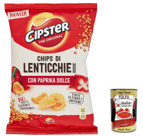 12 x Cipster di Lenticchie Rosse alla Paprika Red Lentil Chips with Pepper, Iconic Shape and Crisp Flavour, 80 g