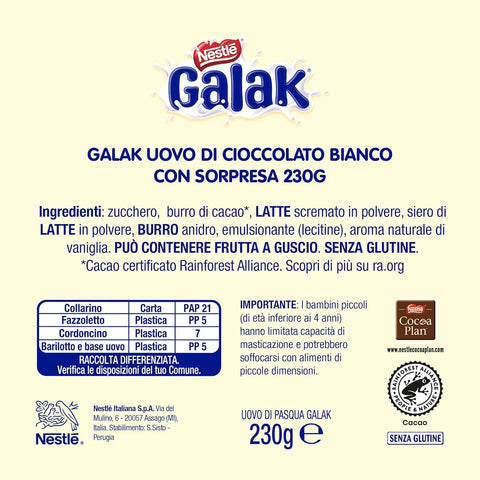 3x GALAK Uovo White chocolate Easter egg with a surprise inside, 230 g