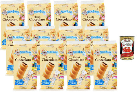 Flauti Cioccolato Filled Brioche with Chocolate Cream, Individually Wrapped Italian Snacks, 12 x 280 g (Pack of 96) Family Supply for Breakfast & Break + Italian Gourmet Polpa