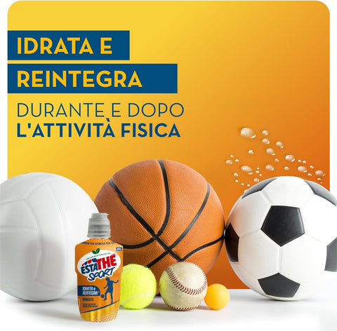 Estathè Sport Orange Tea Sports Drink 12 x 250 ml – Refreshing orange-flavored drink with minerals and a practical sports cap for school, office, training, football, tennis and fitness.