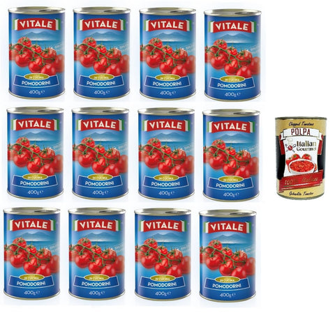 Vitale Cherry Tomatoes in 400 g Tin 12 x 400 g Italian Gourmet Polpa 400 g