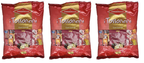 3 x Condorelli I Torroncini Gusti Assortiti Torroncini morbidi ricoperti gusto cioccolato fondente soft nougat with dark chocolate flavour 500 g