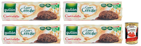 4 x Gullón Cuor di Cereale Cioccolato Biscuits, Whole Grain Biscuits with Chocolate and Oatmeal, Pack of 280 g + Italian Gourmet Polpa di Pomodoro 400 g Tin