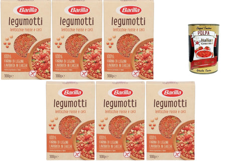 Barilla Legumotti Lentils & Chickpeas 6 x 300 g Protein Rich Granules Made from 100% Legumes for Bowls, Salads & Hot Dishes + Italian Gourmet Polpa