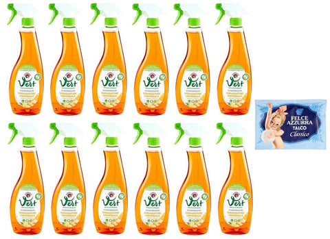 Chanteclair Vert Sgrassatore Universal Arancia e Zenzero, Eco Detergent, Universal Degreaser Orange and Ginger, 625 ml + 1 Pack of Free Felce Azzurra Talcum Powder, 100 g Bag
