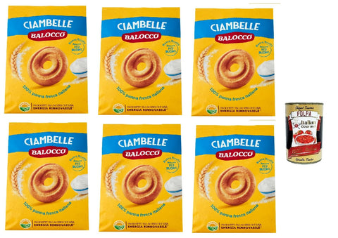 Balocco Ciambelle Biscuits for Breakfast 6 x 700 g Biscuits Cookies Cake + Italian Gourmet Polpa 400 g