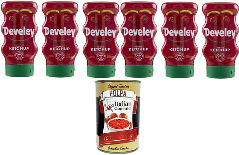 Tomato Ketchup Squeeze, Tomato Ketchup, Gluten Free, 100% Natural Ingredients, 6 x 273 g + Italian Gourmet Polpa 400 g