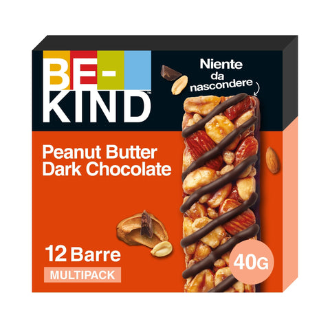 BE-KIND - Dark Chocolate & Peanut Butter Cereal Bars - Large size containing 12 bars of 40g
