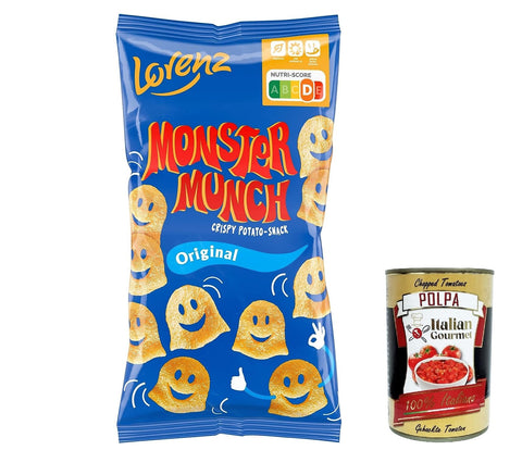 Lorenz Monster Munch Original Potato Snack with Fine Seasoning 75 g + Italian Gourmet Polpa 400 g Pack of 3