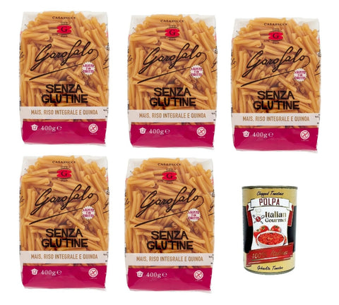 5 x Casarecce 400 g Senza Glutine Glutin Free, Gluten-Free Pasta Noodles + Italian Gourmet Polpa 400 g