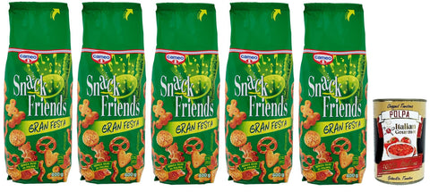 5 x Cameo Snack Friends Gran Festa, Mix of Pretzels, Salty Snacks 400 g Bag + Italian Gourmet Polpa di Pomodoro 400 g Tin