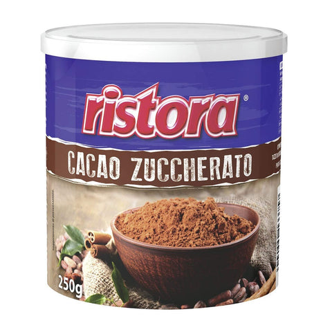 Ristora Cacao Zuccherato in polver sweetened cocoa powder, gluten-free chocolate, 250 g, pack of 6