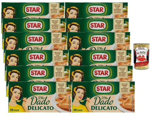 Star Il Mio Dado Delicato Broth Cubes Chicken Flavour 12 x 100 g (120 Cubes) Mild Broth for Soups, Risotto & Sauces + Italian Gourmet Polpa