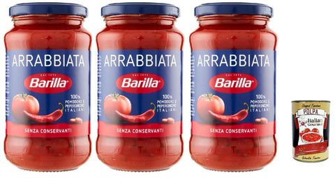 Barilla Arrabbiata Pasta Sauce - 3 x 400g (1200g) | With Italian Tomatoes & Chili - Spicy Ready to Serve Pasta Sauce from Italy for Spaghetti & Penne + Italian Gourmet Polpa