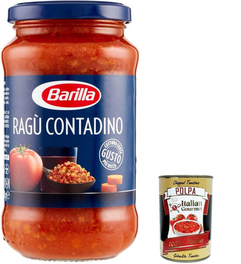 3x Barilla ragu ragù alla contadino tomato sauce with red wine 300g from Italy + Italian Gourmet polpa 400g