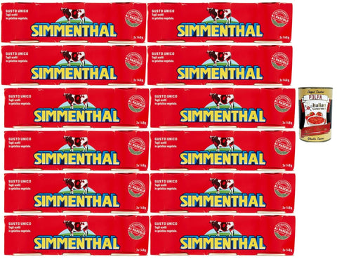 Simmenthal Beef in Vegetable Gelatin, 12 x 3 x 140 g, Family Supply, Delicate Selected Pieces, Perfect for Salads & Snacks, Protein Rich + Italian Gourmet Polpa