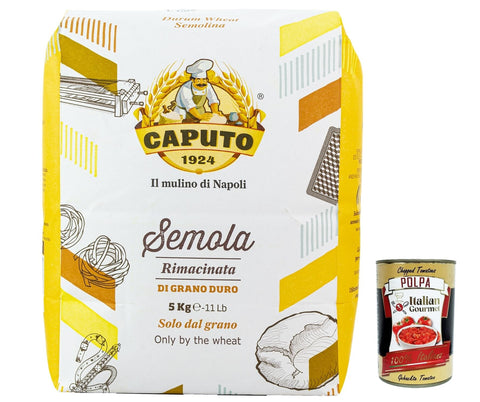 3 x Caputo Durum Wheat Semola - Semola di Grano Duro rimacinata 5 kg + Italian Gourmet Polpa 400 g