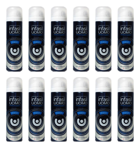 12 x Infasil Men's Deodorant Spray FRESH Derma 48H Deo Men's Anti-Odour