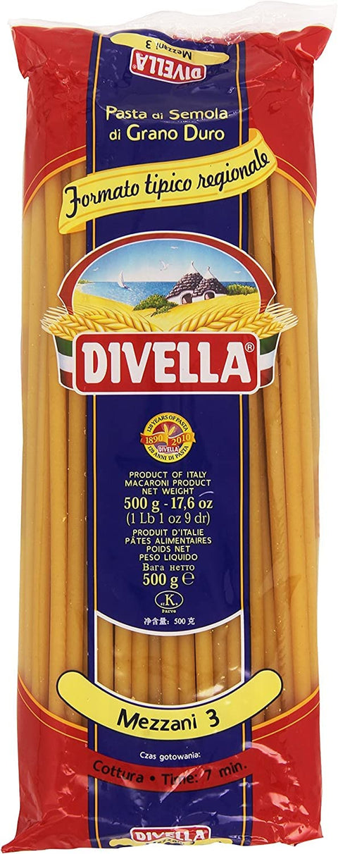 10x Pasta Divella 100% Italian Mezzani N° 3 Cooking 7 Minutes 500g