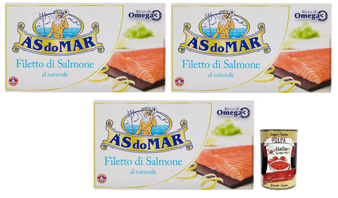 Asdomar - Natural Salmon Fillets - 3 Packs of 150g [450g]