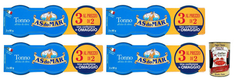 12 x AS do MAR Tonno all'Olio di Oliva, Tuna in Olive Oil, Ideal in Any Recipe, 80 g Tin + Italian Gourmet Polpa di Pomodoro 400 g Tin