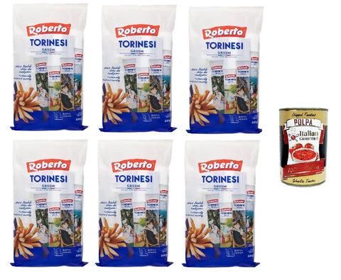 6 x Roberto Grissini Torinesi Original and Traditional Italian Breadsticks 350 g + Italian Gourmet Polpa 400 g