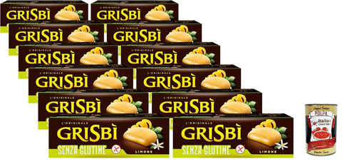 Grisbì Senza Glutine Lime - Gluten-Free Biscuits from Shortcruel Pastries, Filled with Lemon Cream, Ideal for Breakfast, Snacks or Snack, 12 Packs, 1,800 g + Italian Gourmet Polpa 400 g