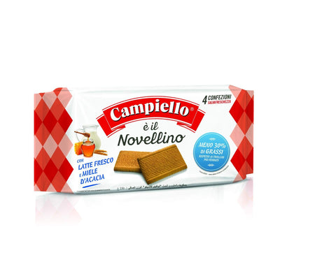 Campiello Novellino con latte fresco e miele di acacia biscuits with fresh milk and acacia honey biscuits cookies 100% Italian biscuits 350 g, pack of 3
