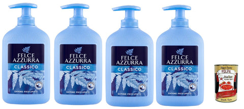 Felce Azzurra Soap Sapone Liquido Classico - Liquid Soap with Distinctive Fragrance - Ideal for Hands and Face 4 x 300 ml + Italian Gourmet Polpa 400 g