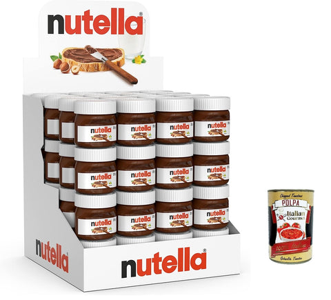 Ferrero Nutella Chocolate Appearance Small - Glass - Set of 64 A 25 g Bread Spread, Nut Nougat Cream + Italian Gourmet Polpa 400 g