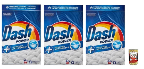 Dash Power Detersivo Lavatrice In Polvere, Washing Machine Detergent Powder, Anti-Residue Technology, 86 Washes 3 x 4300 g + Italian Gourmet Polpa 400 g
