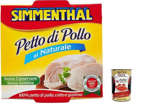 12 x Simmenthal, pollo al naturale, natural chicken breast in cans, 133 g + Italian gourmet polpa 400 g