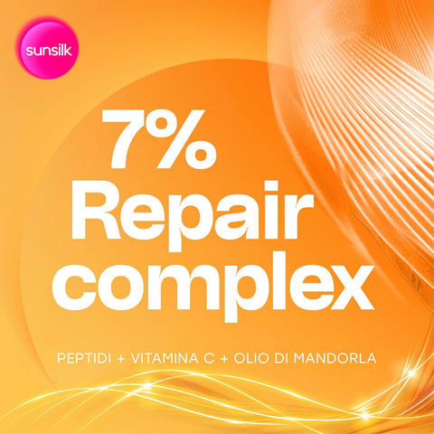 6x Sunsilk, Balsamo Riparazione Istantanea Repairing Conditioner from the first use* for Damaged Hair, Formula Enriched with 7% Repair Complex with Peptides, Vitamin C and Almond Oil, 200 ml