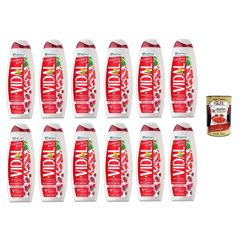 Vidal Bagnodoccia Bacche di Goji e Mirtillo Rosso 500 ml, Goji Berry Cranberry Shower Gel 500 ml 12 x 500 ml + Italian Gourmet Polpa 400 g