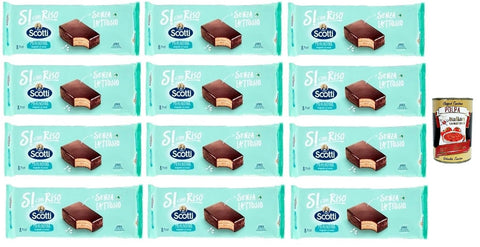 Riso Scotti Merendina Cioccolato, Snack with Chocolate Coating, Lactose and Milk Protein Free, 12 x 264 g, Jade Pack 8 Snacks of 33 g + Italian Gourmet Polpa 400 g