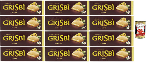 Grisbì Limone – Biscuits Filled with Lemon Cream, Italian Pastry, 12 x 135 g, Crispy on the outside, Creamy on the inside – by Matilde Vicenzi + Italian Gourmet Polpa 400 g