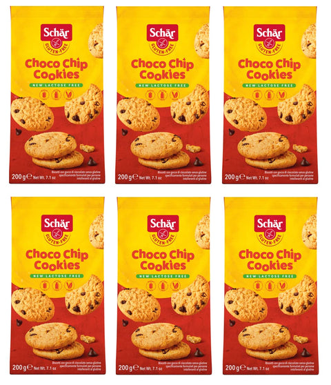 6 x Schär Gluten Free Choco Chip Cookies with Chocolate Drops Gluten Free 200 g Bag