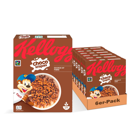 Kellogg's Choco Krispies (6 x 330g) - Chocolate Cereals Turn Milk Into Cocoa - Crispy Puffed Rice for Maximum Breakfast Fun