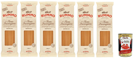 Rummo Pasta Bucatini N° 6, Pasta Lenta Lavorazione Pasta, Durum Wheat Semolina Pasta, Italian Pasta, 6 x 500 g + Italian Gourmet Polpa 400 g