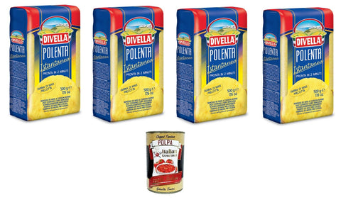 4x Divella Instant Polenta Flour Size 500 + Italian Gourmet Polpa 400 g